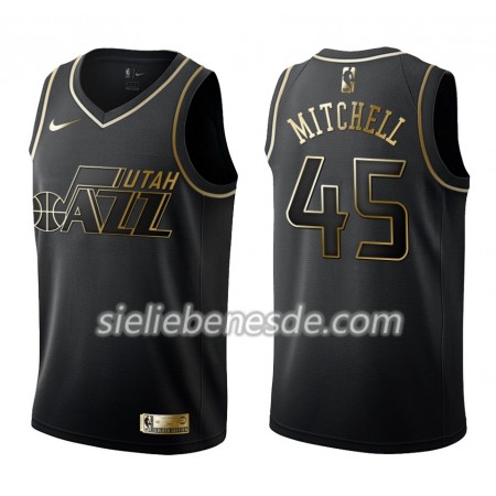 Herren NBA Utah Jazz Trikot Donovan Mitchell 45 Nike Schwarz Golden Edition Swingman